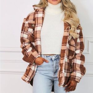 Mocha Sherpa flannel, size medium